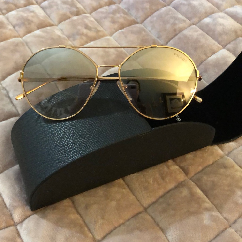 Prada Gold Frame Sunglasses with Gold-Tinted Lenses